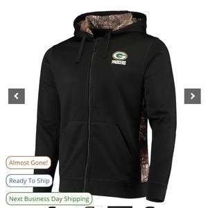 Men's Green Bay Packers Dunbrooke Black/Realtree Camo Fleece Full-Zip Hoodie - M